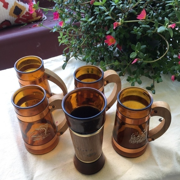Five Vintage Siesta Ware Bar Mugs Glasses Retro - Picture 1 of 8